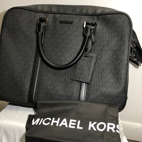 Michaels Kors Men Jet Set Logo Briefcase-Black